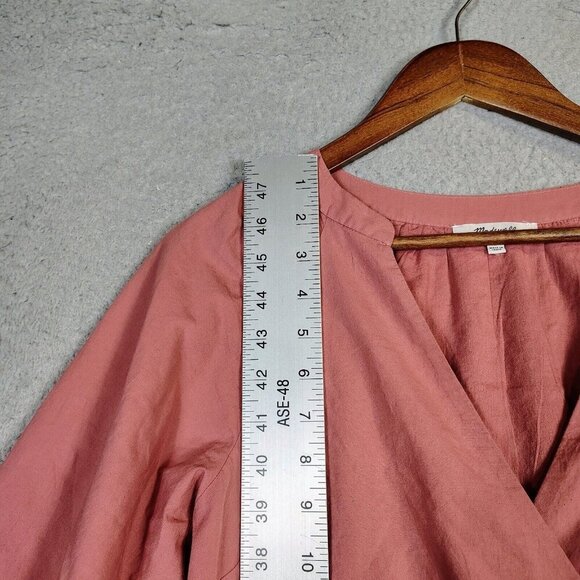 Madewell Dress Women's Small Coral Crinkle Wrap Tiered Pleated A-Line Prairie - Picture 9 of 12